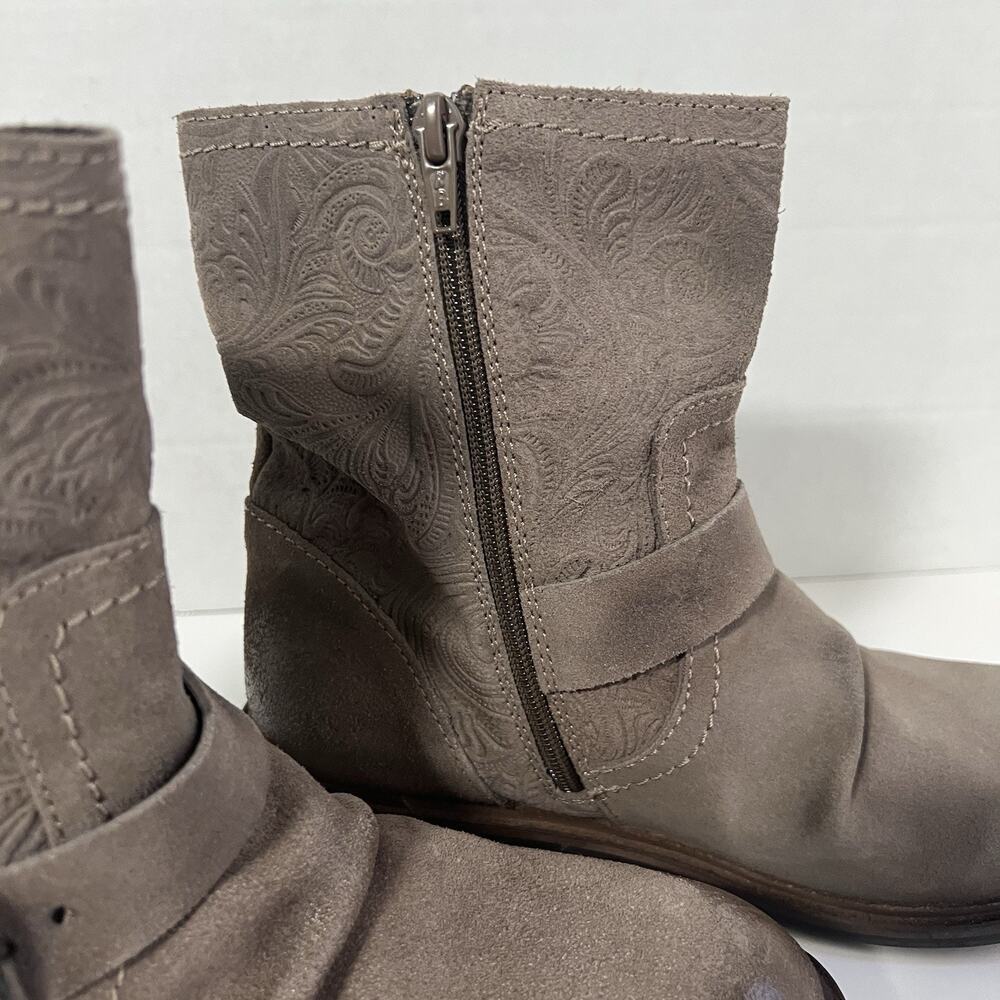 Miz Mooz New York Draper Boots 37 Leather Taupe Brown Biker Made Spain - Picture 3 of 12